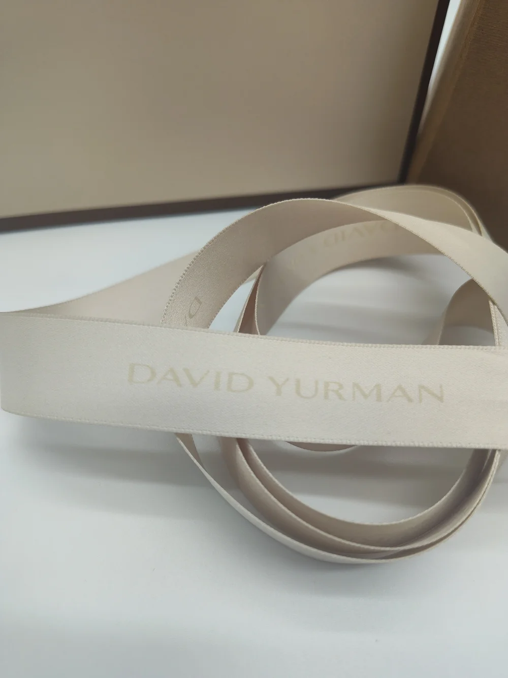 DAVID YURMAN Jewelry Gift Box Shopping Bag Ribbon Set Brown Ivory Packaging EUC